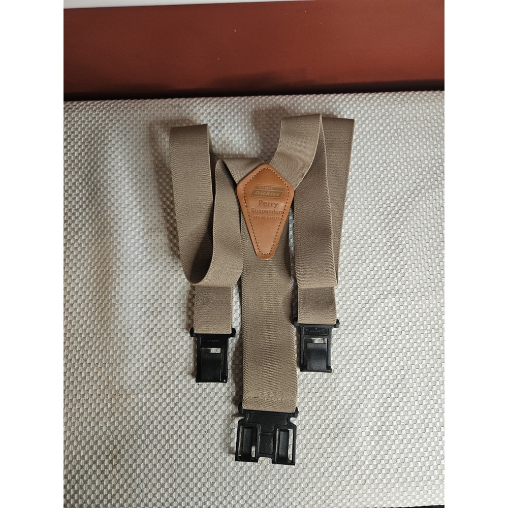 Dickies Men's Perry Suspenders Y-Back Hook Clip Tan Beige Adjustable Heavy Duty